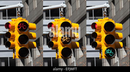 Bicycle lights on the crossroad in New York Stock Photo