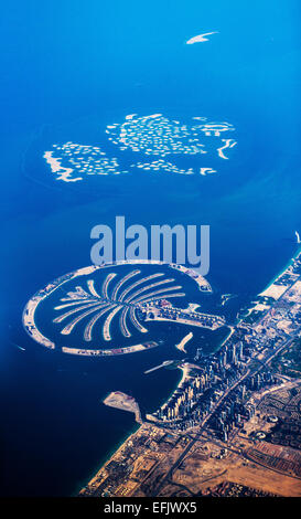 An Aerial view of Dubai's Palm island - The Palm Jumeirah. Stock Photo