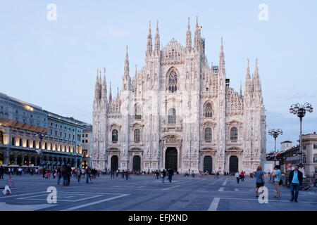 View over Piazza del Duomo to Milan Cathedral in the evening, Milan, Lombardy, Italy Stock Photo