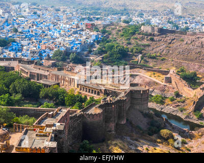 Mehrangarh Fort and The Sun City, Jodhpur, Rajasthan, India Stock Photo