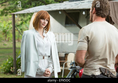 JURASSIC WORLD 2015 Universal Pictures film with Bryce Dallas Howard and Chris Pratt Stock Photo