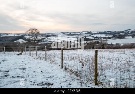Snow in a rural setting near the village of Rilla Mill in East Cornwall Stock Photo