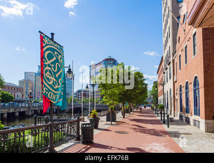 Canal Walk along the Providence River in the College Hill Historic District,  Providence, Rhode Island, USA Stock Photo