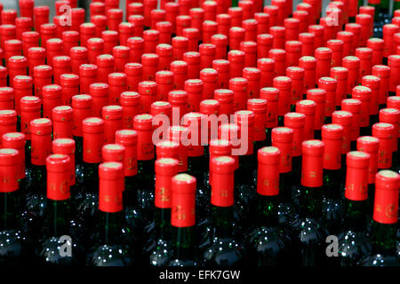 Bottles of wine in the Ijevan  Wine-Brandy Factory, Ijevan, Armenia Stock Photo