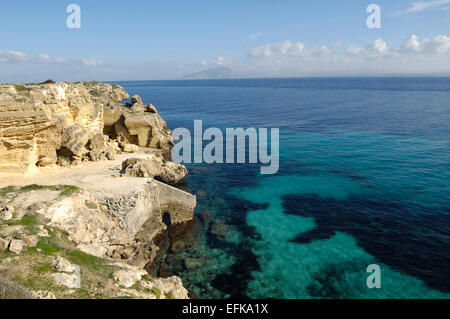 the beautiful view on Cala Rossa in Favignana island Stock Photo