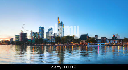 Panoramic overview of Frankfurt am Main cityscape in the evening Stock Photo