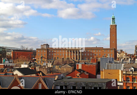 A view of the City Hall at Norwich, Norfolk, England, United Kingdom. Stock Photo