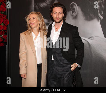 New York, USA. 6th Feb, 2015. Director SAM TAYLOR-JOHNSON and her husband/actor AARON TAYLOR-JOHNSON attend the 'Today' show hosted Fan First screening of 'Fifty Shades of Grey' held at the Ziegfeld Theater. Credit:  Nancy Kaszerman/ZUMAPRESS.com/Alamy Live News Stock Photo