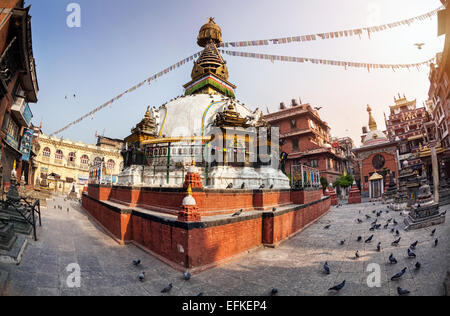 Kathesimbhu Buddhist stupa in courtyard in Thamel, Kathmandu, Nepal Stock Photo