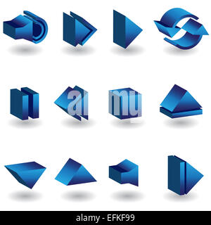 Set of 3D media icons in a three dimensional style. Stock Photo