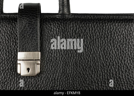Classic men's briefcase with a lock and handle, close-up Stock Photo
