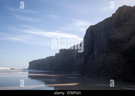 Tourist place of  Playa de Las Catedrales, Beach of the Cathedrals, in Ribadeo. Galicia Stock Photo