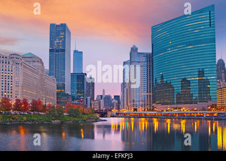 Chicago. Image of the city of Chicago during sunset. Stock Photo