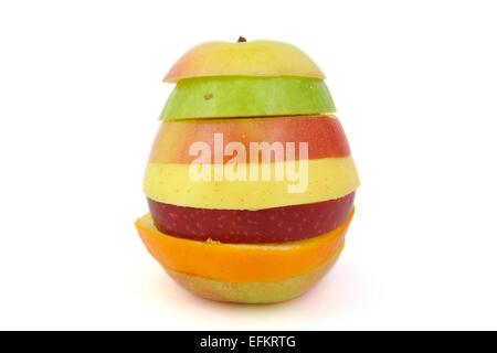 Slices of various fruits connected into one whole. Stock Photo