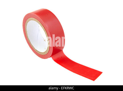 Red insulating tape isolated on white background Stock Photo