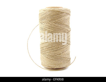 Roll of twine cord on white background Stock Photo