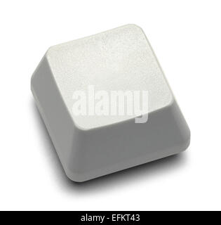 Single Plastic Computer Key with Copy Space Isolated on White Background. Stock Photo