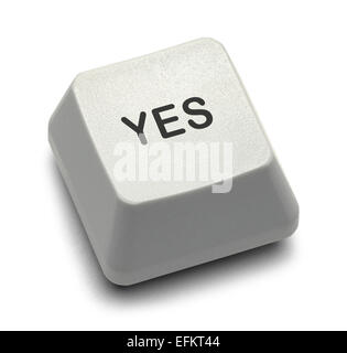 Computer Key Yes Button Isolated on White Background. Stock Photo