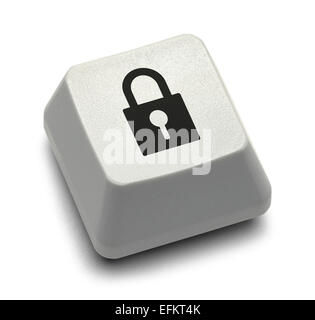 Computer Key Lock Button Isolated on White Background. Stock Photo