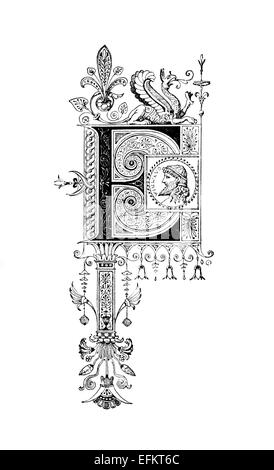 Romanesque Neoclassical design depicting the letter E. Digitally restored from a mid-19th century encyclopaedia of Ancient Greec Stock Photo
