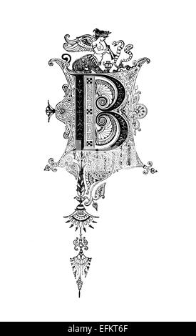 Romanesque Neoclassical design depicting the letter B. Digitally restored from a mid-19th century encyclopaedia of Ancient Greec Stock Photo