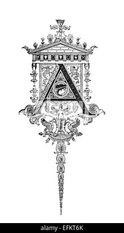 Neoclassical Lettering Romanesque Neoclassical design depicting the letter D. Digitally ...