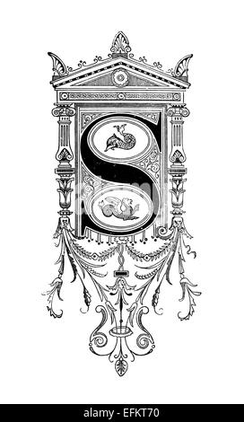 Romanesque Neoclassical design depicting the letter S. Digitally restored from a mid-19th century encyclopaedia of Ancient Greec Stock Photo