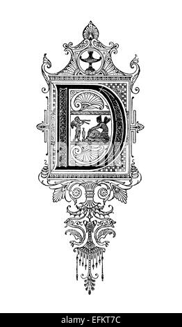 Romanesque Neoclassical design depicting the letter D. Digitally restored from a mid-19th century encyclopaedia of Ancient Greec Stock Photo