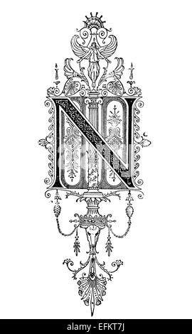 Neoclassical Lettering Romanesque Neoclassical design depicting the letter D. Digitally ...