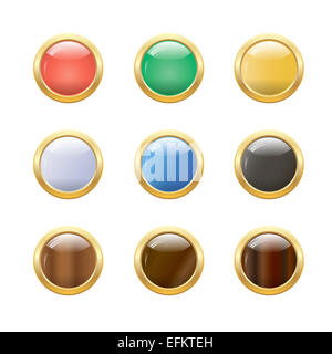 Set of glossy round buttons Stock Photo