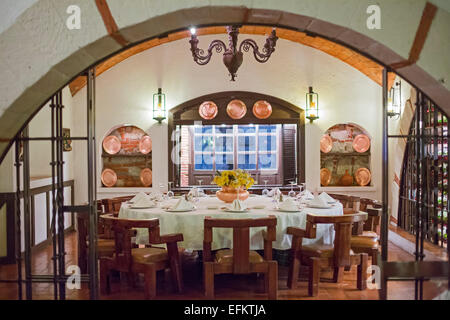 Oaxaca, Mexico - A dining room at El Asador Vasco restaurant on the zócalo (central square). Stock Photo