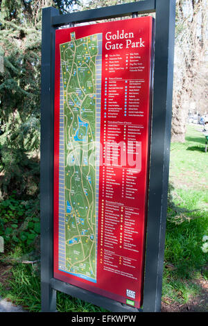 Map of Golden Gate Park in San Francisco, California. Stock Photo