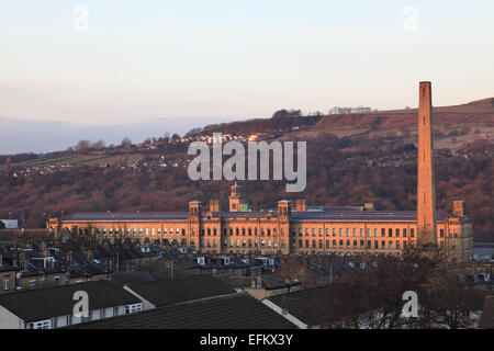 Salts Mill in Saltaire, Bradford, was built by the wealthy Victorian industrialist Sir Titus Salt in Stock Photo