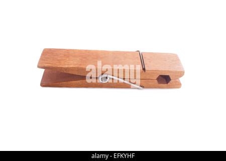 wooden clothespin isolated on a white background Stock Photo