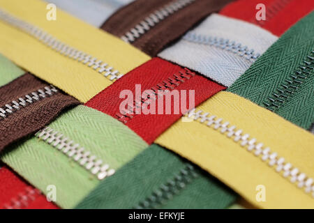 colorful fabric zipper as background Stock Photo