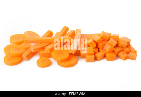 carrots sliced on white background Stock Photo