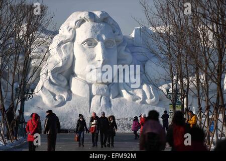 Harbin, China's Heilongjiang Province. 5th Feb, 2015. People visit the Sun Island in Harbin, capital of northeast China's Heilongjiang Province, Feb. 5, 2015. © Wang Jianwei/Xinhua/Alamy Live News Stock Photo