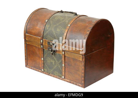 vintage rusty  wooden box isolated on white background Stock Photo