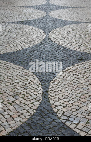 Portuguese traditional patterned cobblestones in Lagos Portugal Stock Photo