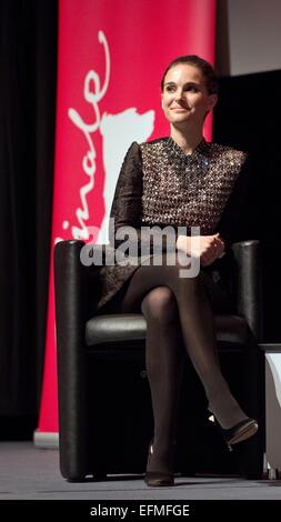 Berlin, Germany. 07th Feb, 2015. US-actress Natalie Portman attends a roundtable for 'The Seventh Fire' at the 65th annual Berlin Film Festival, in Berlin, Germany, 07 February 2015. The movie is presented in the 'Berlinale Special' section of the Berlinale, which runs from 05 to 15 February 2015. PHOTO: JOERG CARSTENSEN/dpa/Alamy Live News Stock Photo