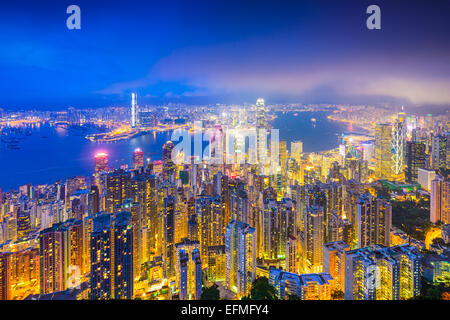 Hong Kong, China skyline over Victoria Harbor. Stock Photo