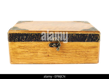 Old-fashioned wooden casket Stock Photo
