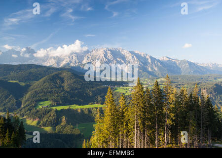 View from mountain to the valley near the Schladming city in Austria Stock Photo