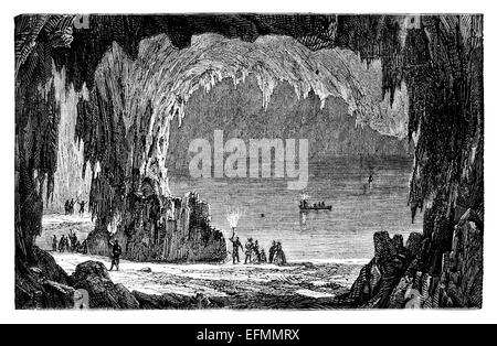 19th century engraving stalagmites and stalactites of Kentucky Mammoth Cave, USA Stock Photo