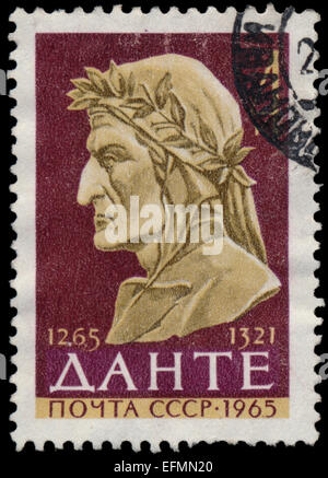 RUSSIA - CIRCA 1965: stamp printed by Russia, shows Dante Alighieri, Italian Poet, circa 1965 Stock Photo