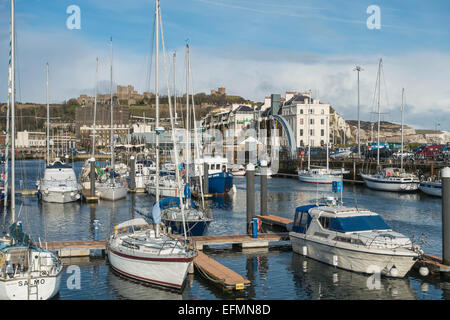 Dover Marina, White Cliffs and Dover Castle Kent England Stock Photo