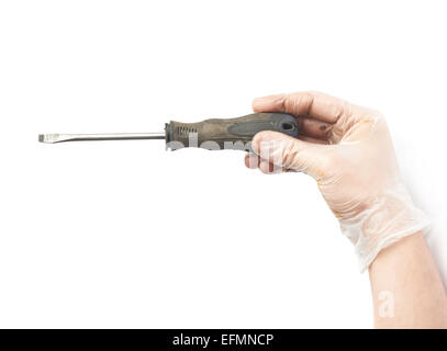 Hand holding screwdriver Stock Photo