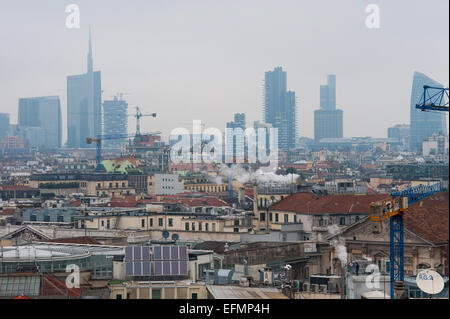The new skyline seen from the rooftop of the dome, Milan, Italy Stock Photo