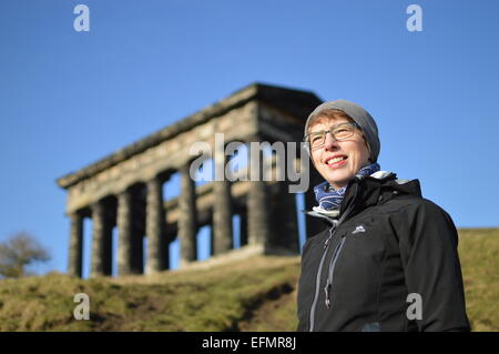 Admiring the view from Penshaw Monument, Sunderland, tyne and Wear Stock Photo