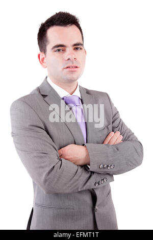 Young business man posing, isolated over white Stock Photo